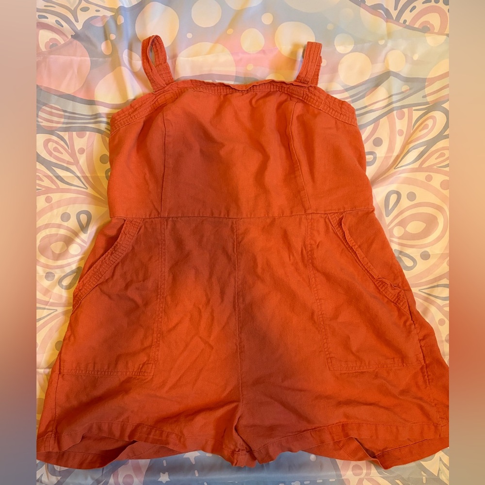 Orange Cotton Romper Shorts